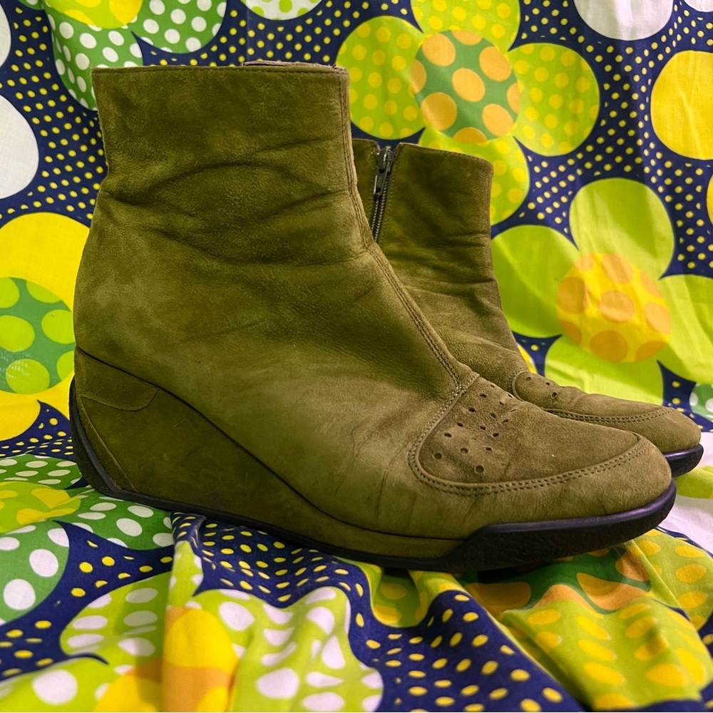 VIA SPIGA Moss Green suede ankle boots 9.5m